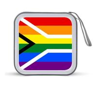 Gay Flag of South Africa CD Case 40 Capacity Plastic DVD Storage Box Sleeves Zippered Wallet