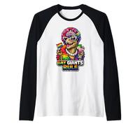 Gay Giants Rule Glam Dino Pride Celebration Raglan Baseball Tee