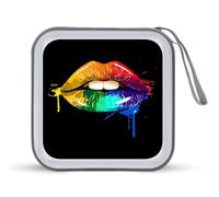 Gay Homosexual Lesbian Rainbow Lips CD Case Holder Portable 40 Capacity DVD Wallet Storage Organizer for Car Travel