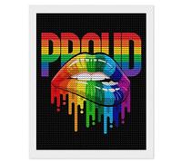 Gay Homosexual Lesbian Rainbow Lips Pride DIY 5D Diamond Painting Kits Round Full Drill Picture by Number Arts Craft for Home Wall Art Decoration