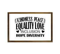 Gay Lesbian LGBTQ Pride Kindness Peace Equality Love Inclusion Hope Diversity Decorative Wooden Framed Sign 12x8in Wall Art Sayings Plaque Modern Craft Rustic Wall Decor Wood Signs with Frame