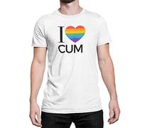 Gay/LGBT Novelty I Love T Shirt - I Love Cock (Large) White