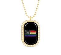 Gay LGBT U.S. Flag Brilliant White Diamond Necklaces Dainty Pendant Necklace Trendy Metal Jewelry Gift for Women