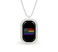 Gay LGBT U.S. Flag Brilliant White Diamond Necklaces Dainty Pendant Necklace Trendy Metal Jewelry Gift for Women