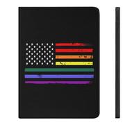 Gay LGBT U.S. Flag Printed Tablet Cases Compatible with iPad Series Pencil Holder Slim Trifold Stand Protective Cover
