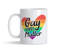Gay Lives Matter Mug - LGBTQ Community, Gay Pride, Homosexual, Non-Binary, Transgender, Rainbow 11 oz Ceramic Coffee Mug (White)