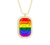 Gay Male LGBT Flag Funny Pendant Necklace for Women Personalized Fashion Jewelry Diamond Necklaces for Wedding Birthday Gold Silver