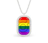 Gay Male LGBT Flag Funny Pendant Necklace for Women Personalized Fashion Jewelry Diamond Necklaces for Wedding Birthday Gold Silver