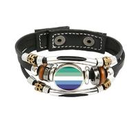 Gay Male Pride LGBTQ Brown Leather Bracelet And Velvet Gift Bag