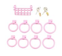 Gay Men Fetish Two People Sex Toys Plastic ABS Double Head Cock Cage Chastity Lock Device(Fense)