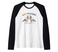 Gay Pigeons LGBTQ Pride Design | Funny Rainbow Birds Raglan Baseball Tee