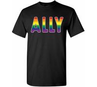 Gay Pride Ally T-Shirt LGBT Gay Love Same Sex Marriage Rainbow Mens Tee Shirt Black(Large)