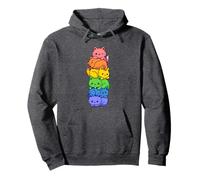 Gay Pride Cat LGBT Kawaii Cats Pile Cute Anime Rainbow Flag Pullover Hoodie