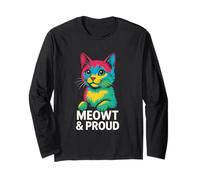 Gay Pride Cute Cat Meowt & Proud Rainbow Tee Long Sleeve T-Shirt