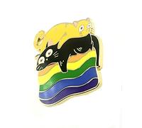 Gay Pride Flag Cute Cats Black & Ginger Orange Sleeping LGBT Metal Enamel Pin Badge LGBTQ+