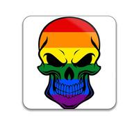Gay Pride Flag LGBT Skull Shape - Pack of 10 Square Stickers - 55mm x 55mm