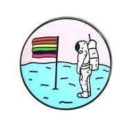 Gay Pride Flag Man On The Moon Lunar Space Landings Astronaut LGBT Metal Enamel Pin Badge