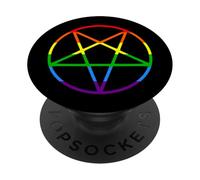 gay pride flag pentagram rainbow queer trans lgbt halloween PopSockets Adhesive PopGrip