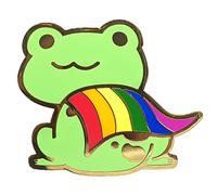 Gay Pride Frog Pin Chibi Superhero Frog in Rainbow Pride Flag Cape | LGBTQ Frog Pin, Hard Enamel