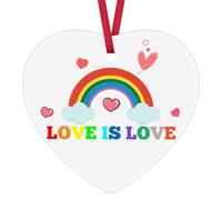 Gay Pride Gifts LGBT Rainbow Ceramic Ornament Keepsake Sign Heart Decor Gift for Gay Couple Lesbian Gift Wedding Anniversary Valentines Day Birthday Christmas Ornament