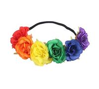 Gay Pride Headband Rainbow Flower Headband Rose Flower Headpiece Pride Hair Accessories for Party Style 2..