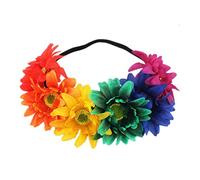 Gay Pride Headband Rainbow Headband Flower Headband Rose Flower Headpiece Pride Hair Accessories for Pride Party Colorful1