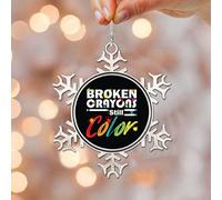 Gay Pride LGBT Equality Lesbian Snowflake Metal Ornaments, LGBT Pride Ornaments, Broken Crayons still Color Christmas Ornament Keepsake Souvenir Gift for Christmas Tree Decoration