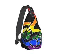 Gay Pride Lgbt Rainbow Bear Footprints Crossbody Chest Bag, Unisex Crossbody Bag, Travel, Sports, Hiking And Leisure Backpack