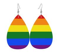 Gay Pride Lgbt Rainbow Flag Earrings Lightweight Leather Earring Fun Earring For Mother'S Day Daily Accessories