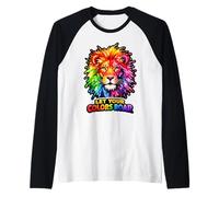 Gay Pride Lion LGBTQ Rainbow Lion Queer Pride Equality Raglan Baseball Tee