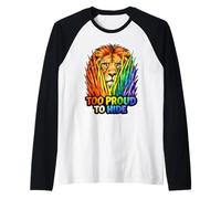 Gay Pride Lion LGBTQ Rainbow Lion Queer Pride Equality Raglan Baseball Tee