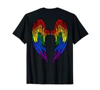 Gay Pride Rainbow Angels Wings Back Design T-Shirt