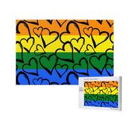 Gay Pride Rainbow Colored Hearts,1000 Pieces Wooden Jigsaw Family Game Jigsaw Puzzles for Adults Teens Home Decor