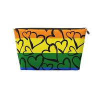 Gay Pride Rainbow Colored Hearts, Makeup Bag Cosmetic Bag Portable Travel Toiletry Bag Pencil Case Toiletry Pouch
