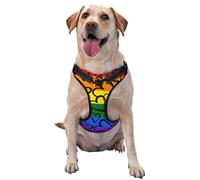 Gay Pride Rainbow Colored Hearts,Pet Harness,Adjustable Reflective Dog Harness,Pet Leash Vest,L