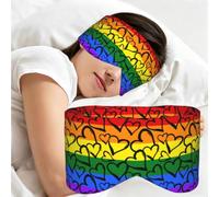 Gay Pride Rainbow Colored Hearts, Sleep Mask for Home Travel, Full Eye Covers Light Blocking Eye Mask Sleep Eye and Ear Muffs