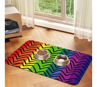 Gay Pride Rainbow Dog Food Mats for Floors, 16x24 Inch Non-Slip Super Absorbent Pet Food Mat, Dishwasher Dog Mat for Food and Water, Cute Rubber Quick Dry Pet Feeding Mat for Dogs Puppy Cats