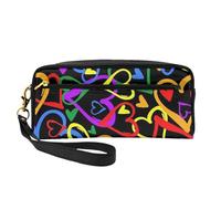 Gay Pride Rainbow Double-Sided Printed Leather Portable Makeup Pouch-Multi-Purpose Cosmetic Bag, Pencil Case and Organizer for Women