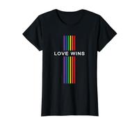 Gay Pride Rainbow Equality Love Wins Stripes Value Graphic T-Shirt, Women, Black, M