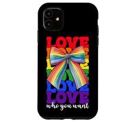 Gay Pride Rainbow Flag LGBTQ Coquette Bow Love Who You Want Case for iPhone 11