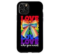 Gay Pride Rainbow Flag LGBTQ Coquette Bow Love Who You Want Case for iPhone 11 Pro