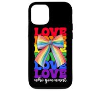 Gay Pride Rainbow Flag LGBTQ Coquette Bow Love Who You Want Case for iPhone 12/12 Pro