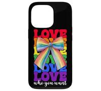 Gay Pride Rainbow Flag LGBTQ Coquette Bow Love Who You Want Case for iPhone 13 Pro
