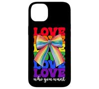 Gay Pride Rainbow Flag LGBTQ Coquette Bow Love Who You Want Case for iPhone 14 Plus