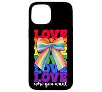 Gay Pride Rainbow Flag LGBTQ Coquette Bow Love Who You Want Case for iPhone 15