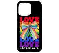 Gay Pride Rainbow Flag LGBTQ Coquette Bow Love Who You Want Case for iPhone 15 Pro Max