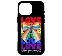 Gay Pride Rainbow Flag LGBTQ Coquette Bow Love Who You Want Case for iPhone 16 Pro Max