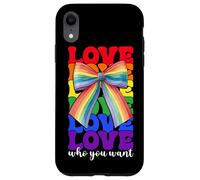 Gay Pride Rainbow Flag LGBTQ Coquette Bow Love Who You Want Case for iPhone XR