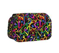 Gay Pride Rainbow Flip-Top Double-Layer Pencil Case,Large Capacity (Holds 50 Pens/Pencis),Full-Print Durable Polyester School Office Supplies
