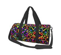 Gay Pride Rainbow Large Round Travel Duffle Bag, Full-Print Canvas Weekender with Padded Lining, Multiple Pockets,Detachable Shoulder Strap and Soft Leather Handles